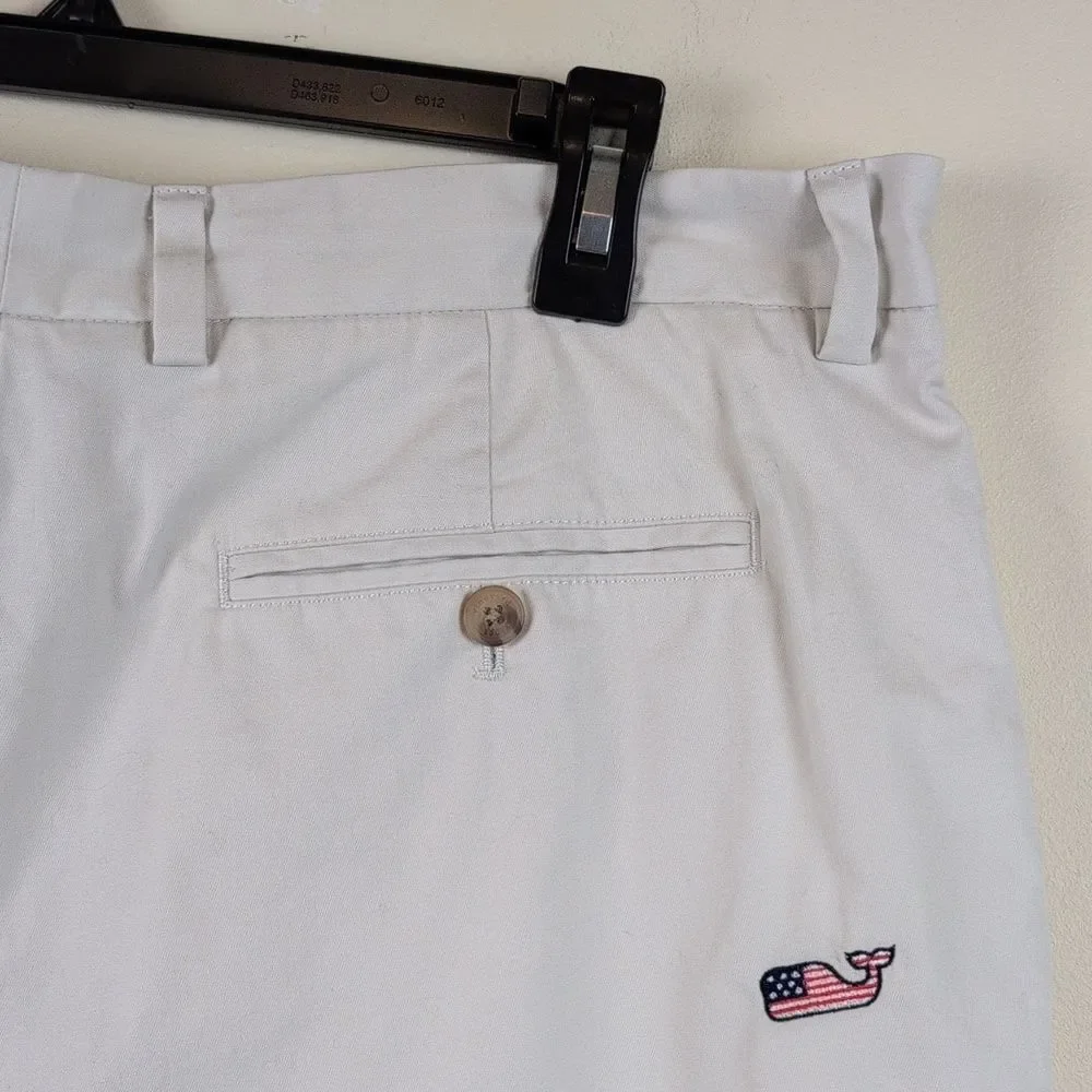 Vineyard Vines Cotton Breaker Short Embroidered American Flag Whales Size 35